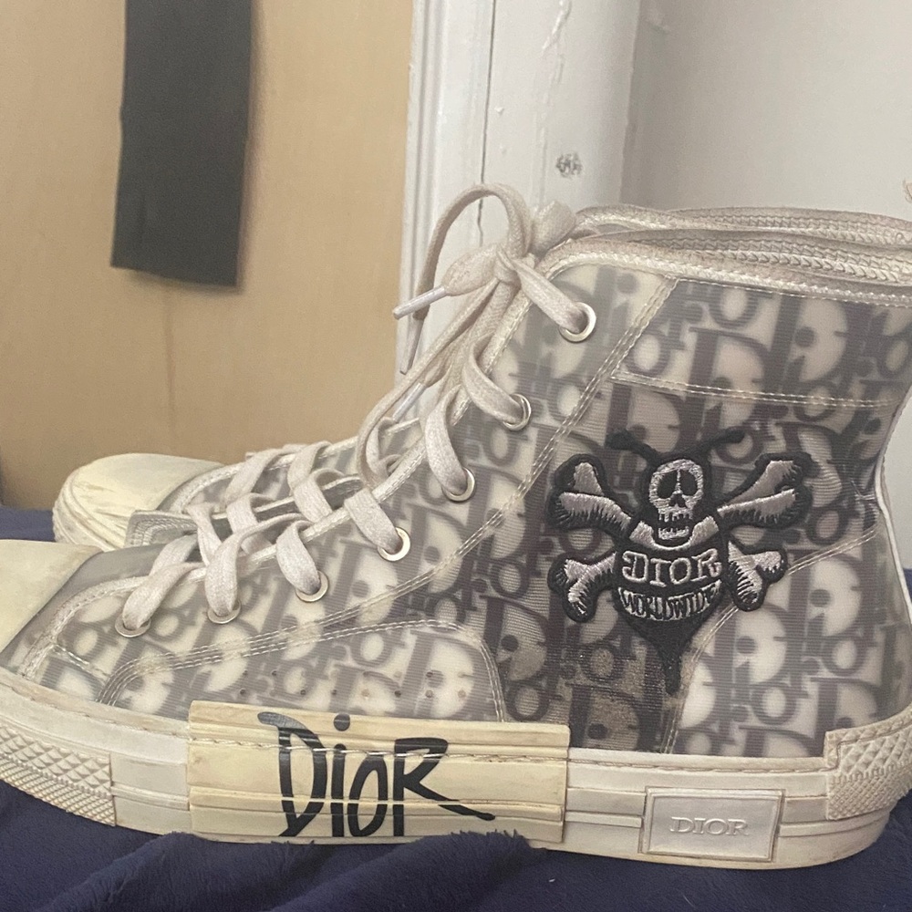 Dior Translucent High-Top Sneakers with Skull Motif